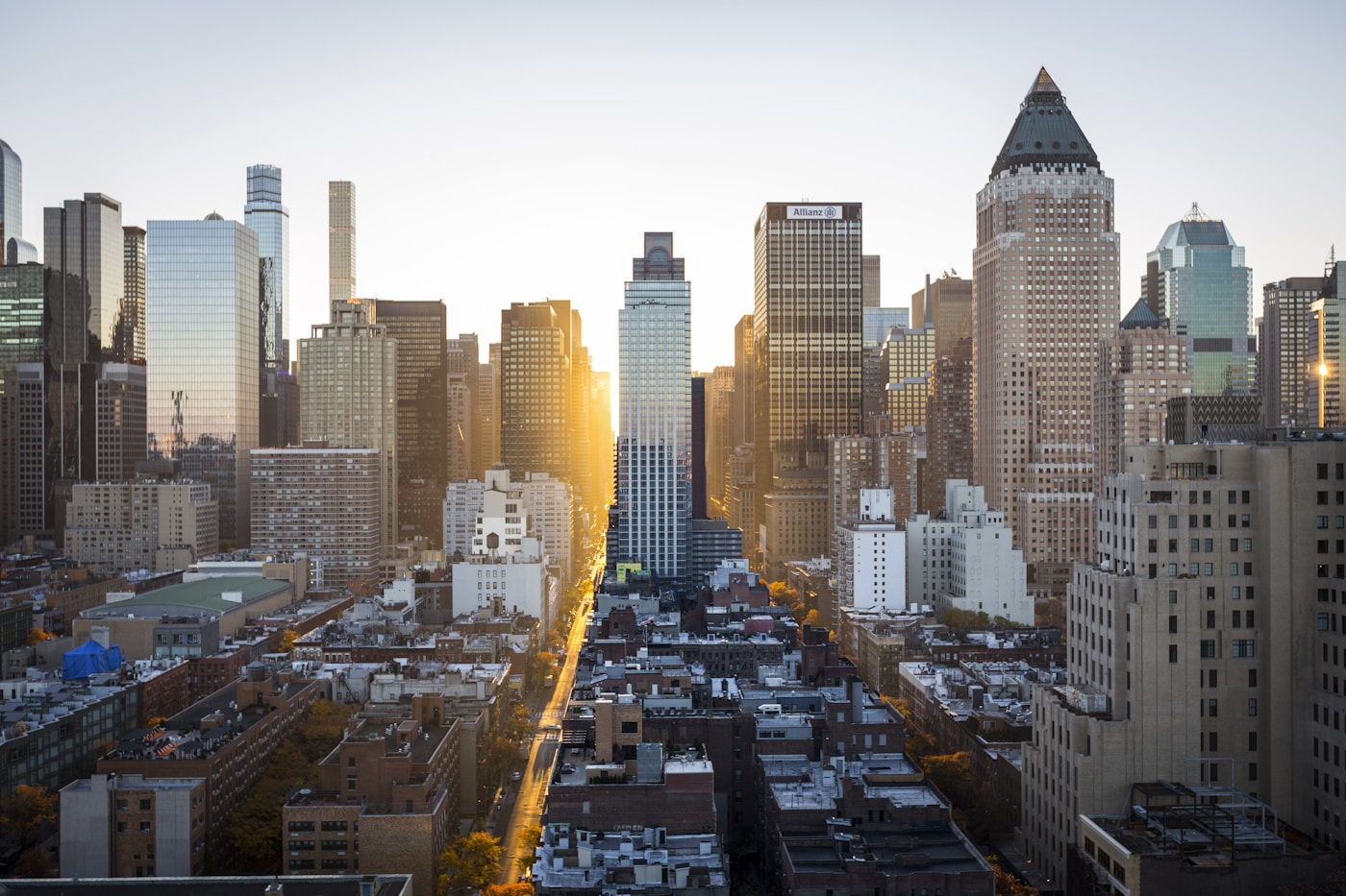 Manhattan skyline at dusk